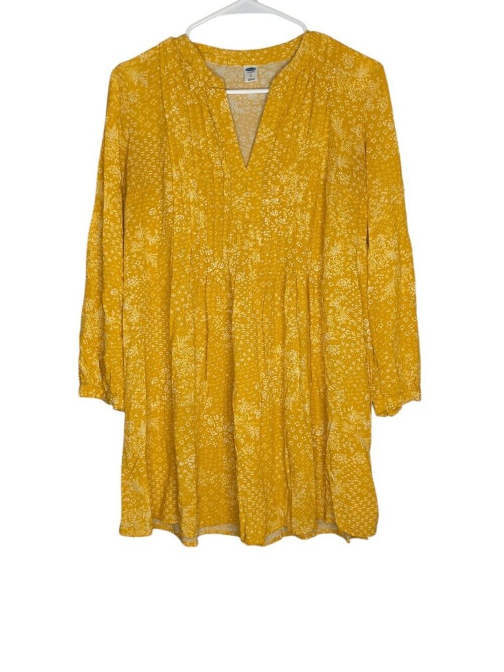 Old Navy Yellow Periwinkle Pintuck Tunic Dress Women's Small Flowy Boho Coastal